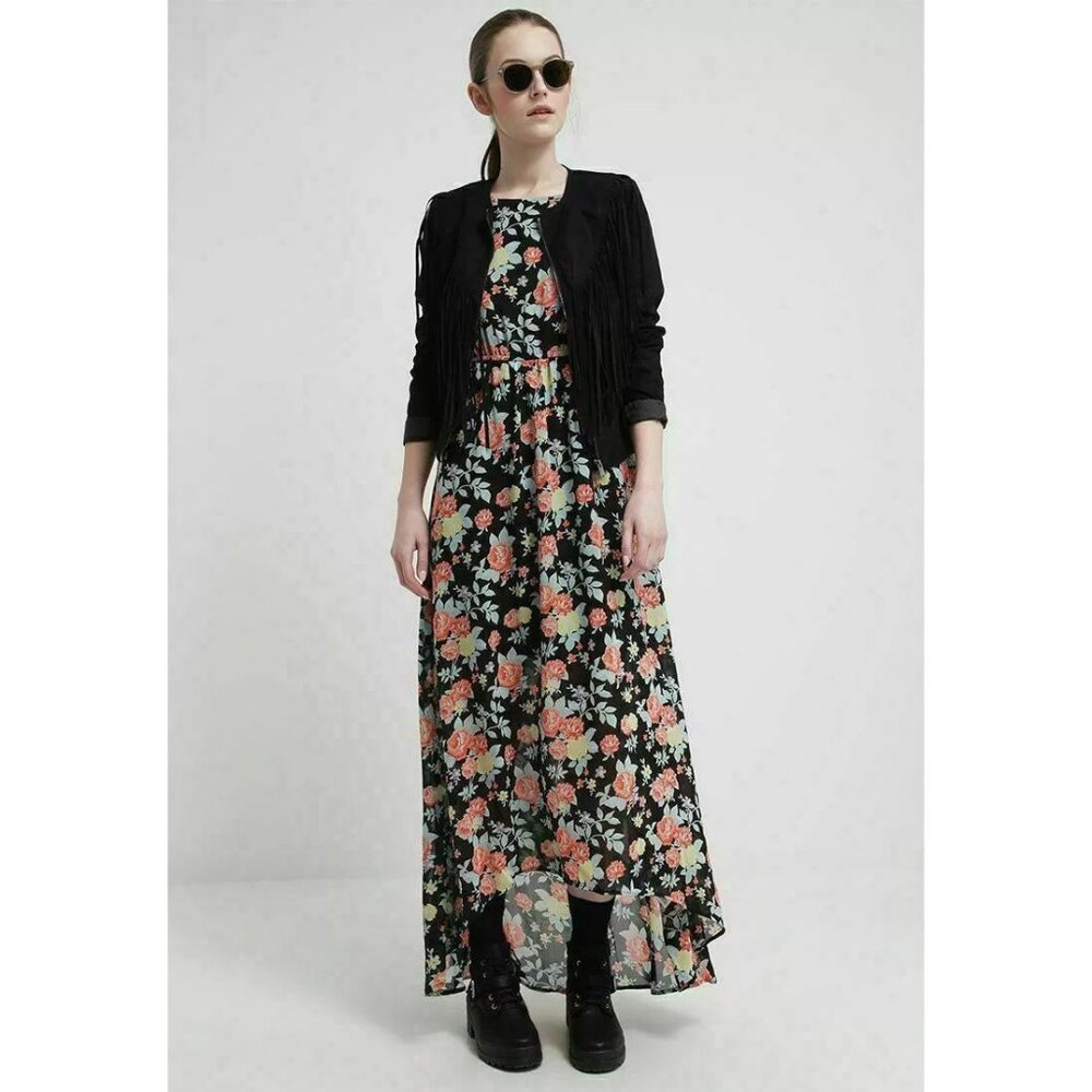 Tom Tailor Denim Jurk Maxi Dress Floral Printed Long Sleeve Resort XS NEW 233759